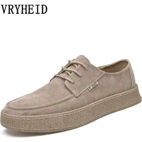 VRYHEID Mens Shoes Cow Suede Leather Men Casual Moccasins Outdoor Oxfords Shoes Fashion Man Party Driving Flats Zapatos Hombre