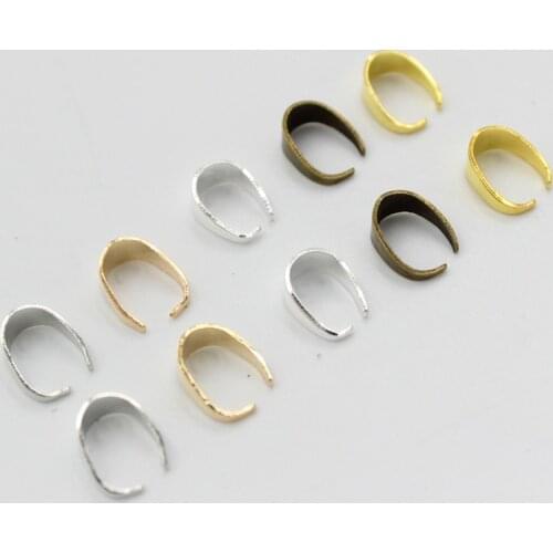 100pcs/lot Pendant Clips Pinch Bail Clasps Buckle Charm Necklace Hook Connector For DIY Jewelry Making Cameo Tray Finding