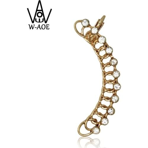 2019 New Fashion Gold Color Rhinestone Ear Clip Earrings For Women Jewelry Punk Clips Ear Cuff Earring Party Gift Wholesale
