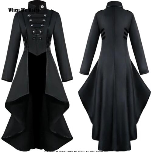 Women Medieval Victorian Costume Tuxedo Tailcoat Gothic Steampunk Trench VD1984 Irregular Hem Vintage Frock Outfit Coat