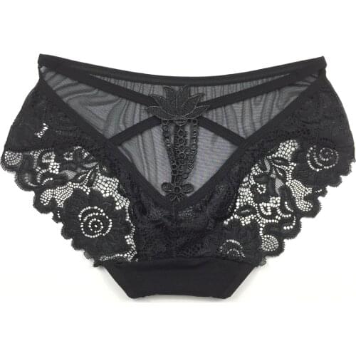 New womens underwear with mesh ribbon hollow embroidered lace comfortable breathable sexy underwear 6761