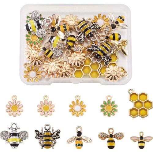 Alloy Enamel Bees Daisy Honeycomb Charms Elephant Butterfly Light Gold Color Pendants For Cute Earrings Necklace Jewelry Making