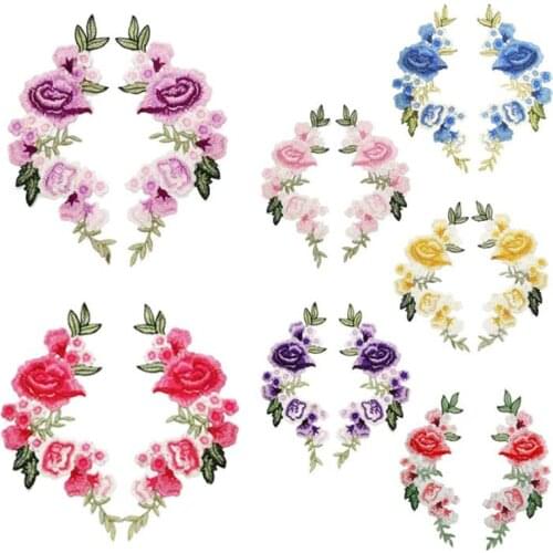 1 Pair Flowers Patch Lace Applique Sew On Patches Floral Patch Costume For Wedding Dress Decor Scrapbooking