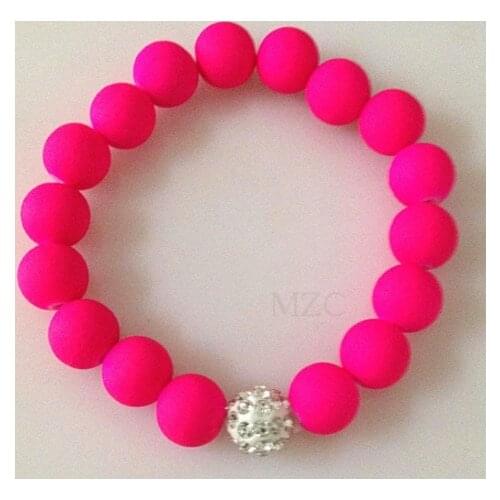 10mm 4Piece/lot Mix Neon Fluorescence Candy Color Stretch Elastic line Crystal Ball bead Bracelets men women l53 Gift