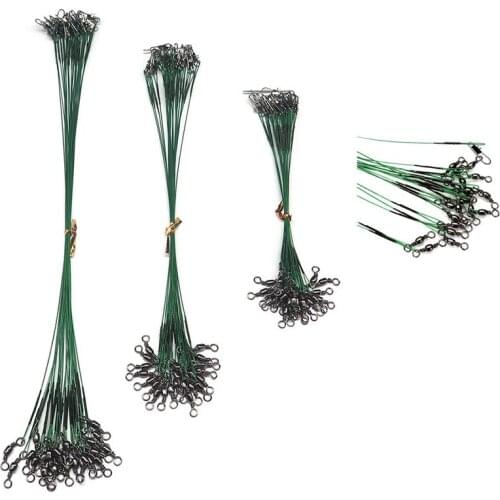 24PCS/lot Fishing Lure Trace Wire Leader line Swivel Tackle Spinner Shark Spinning with Green