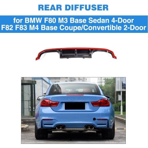4 Series carbon fiber Rear Bumper Lip Spoiler Diffuser for BMW F80 M3 F82 F83 M4 14-17 Standard And Convertible With Red Style