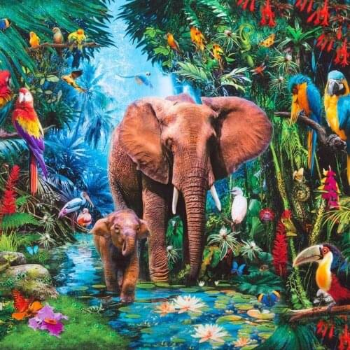 5D Diamond Embroidery Mosaic Forest Animals Elephant Bird Flower Cross Stitch Kit Full Square Diamond Painting Home Decor Gifts
