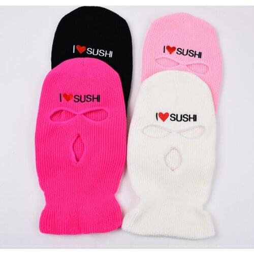 Windproof Embroidery Travis Scott 3 Holes Balaclava Ski Winter Hatcycling Mask For Warm Unisex Caps