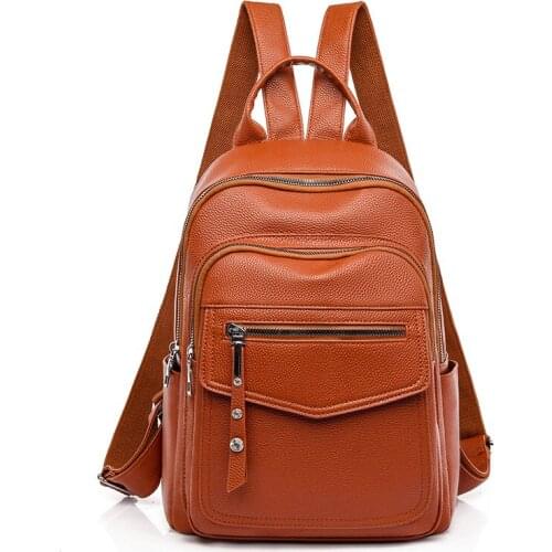 Brand Travel Backpack Women Soft PU Leather Shoulder Bags For Ladies 2021 Designer School Bags For Teenage Girls Large capacity