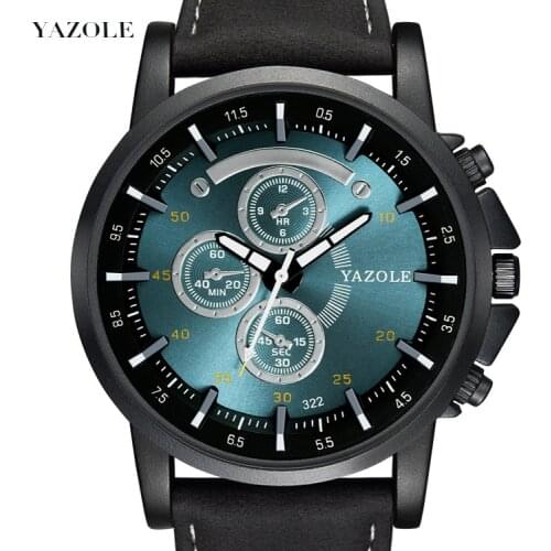 Fashion Mens Watches Top Brand YAZOLE Luxury Sport Military Quartz Watch Men Leather Waterproof Wrist Watch Relogio Masculino