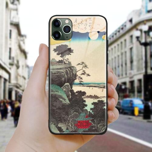 Japanese style The Autumn Moon Soft Silicone Glass Phone Case Cover Shell For iPhone SE 6 6s 7 8 Plus X XR XS 11 12 Mini Pro Max