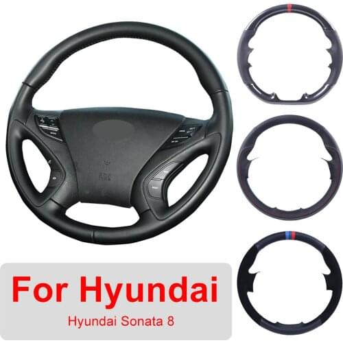 DIY Car Steering Wheel Cover Customized For Hyundai Sonata 8 2011 2012 2013 2014 Leather Braiding Cover For Steering Wheel