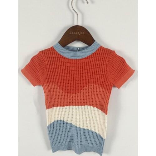 BOBOZONE wave short-sleeve thin sweater for kids boys girls summer sweater