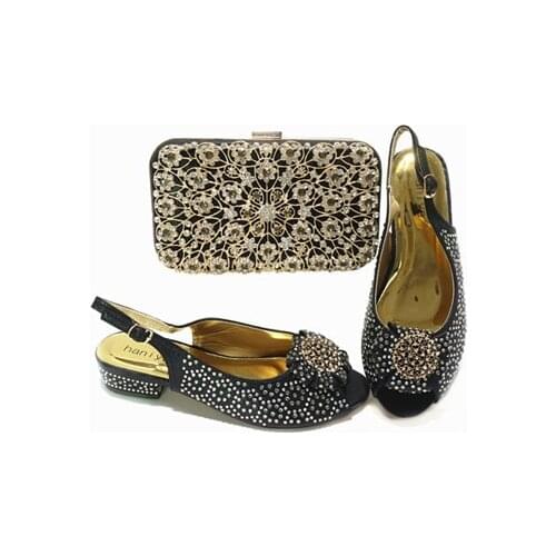 Doershow beautiful Shoes and Bag Set African Sets 2021 Italian Shoe Bag Set Decorated with Rhinestone High Quality! SGT1-11