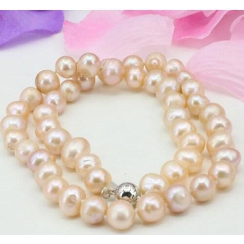 Natural freshwater white orange cultured 8-9mm pearl beads for women necklace jewelry making gifts diy choker chain 18inch B3231