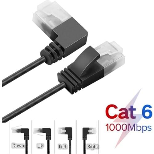 Cable Ethernet Cat6A Ultrafine Ethernet Patch Right Angle Cable - Slim RJ45 Computer XBox Networking LAN Cords 0.25m 0.5m 1m 2m