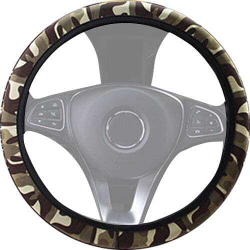 Camouflage Steering Wheel Covers Universal Anti-slip Stretchy D Round Shape 38CM Protective Cover Car Accessories