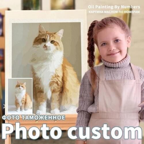 Personalised Paint By Numbers Photo Custom DIY Oil Painting By Number Picture Drawing Canvas Portrait Family Children Pets Photo
