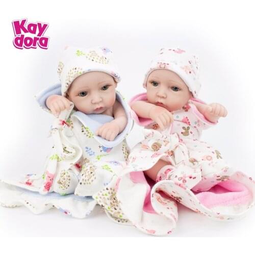 KAYDORA 10 inch Pair of Full Silicone Reborn Baby Dolls 28cm Lifelike Bath Dolls Realistic Kid Reborn Babies Twins Kid Toys Gift