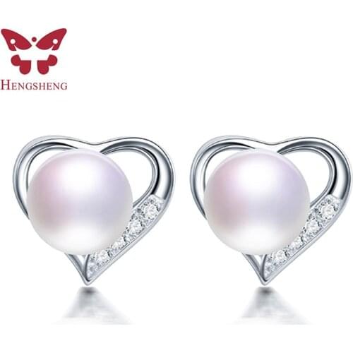 Classic Heart Stud Natural Pearl Earrings 925 Sterling Silver Earrings For Women 100% Genuine Pearl Earings Fashion Jewelry 2021