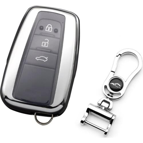 Mayitr 1pc Car Auto Key Fob Cover Case Chain DIY Moulding Fit For Toyota RAV4 Highlander Camry Corolla Parts