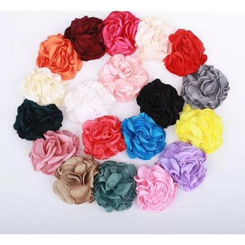 Cute 5pcs/lot 3.2" Multi Layer Burning Satin Rose Flowers for Diy Baby Girls Kids Headband Hair Clips Fashion Hair Accessories