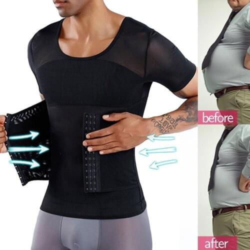 Men Body Shaper Waist Trainer Tummy Control T-Shirt Compression Shirts Weight Loss Slimming Underwear Abdomen Slim Tops
