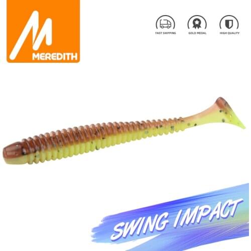 MEREDITH 55mm 65mm 75mm Swing Impact Soft Rubber Bait Fishing Lures Jig Wobbler Soft Worm Carp Fishing Baits Artificial Silicone