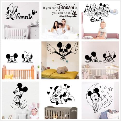 Mickey Minnie Wall Stickers For Baby Rooms Decor Self Adhesive Vinyl Art Decals Wallpapers Mural Children Bedroom Modern House