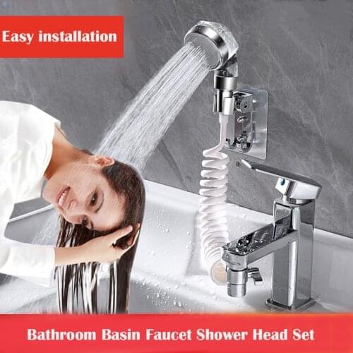 Wall Mounted Bathroom Basin Faucet Extended Sprinkler Faucet Shower Head Wash Hair Face Pet Cat Dog Sprayer