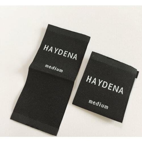 Very Cheaper Customized Brand Logo Center Fold Sewing Clothing Size Woven Label