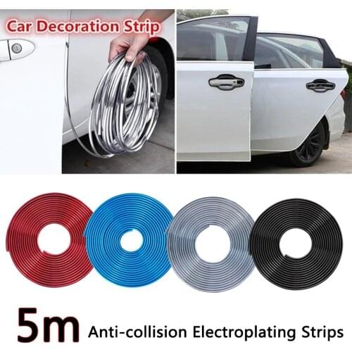 Car Anti-collision Electroplating Strips Air Outlet Decoration Door Opening Protection Auto Styling Silver U-shaped Glossy Strip