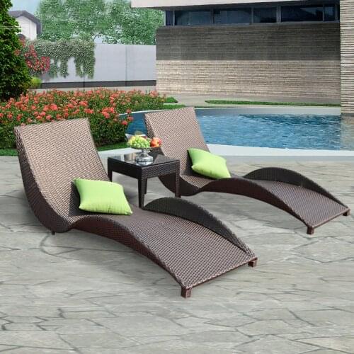 Rattan Chaise Lounge Outdoor Chair Garden Wicker Metal frame Sun Lounger For Pool / Garden / Beach -all weather