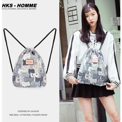 2020 New Canvas Sports Bag Thicken Drawstring Belt Riding Backpack Gym Drawstring Shoes Bag Clothes Backpacks Waterproof