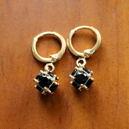 Black Ball Crystal Drop Earrings for Women Dangle Earings Gold African Jewelry Girls Bijoux Femme Brincos Pendientes Mujer E2421