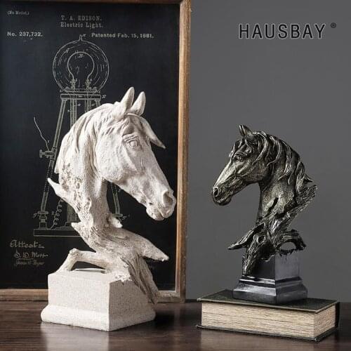 Resin Simple Modern Horse Head Living Room Crafts TV Cabinet Office Decorations Ornaments ZodiacD172