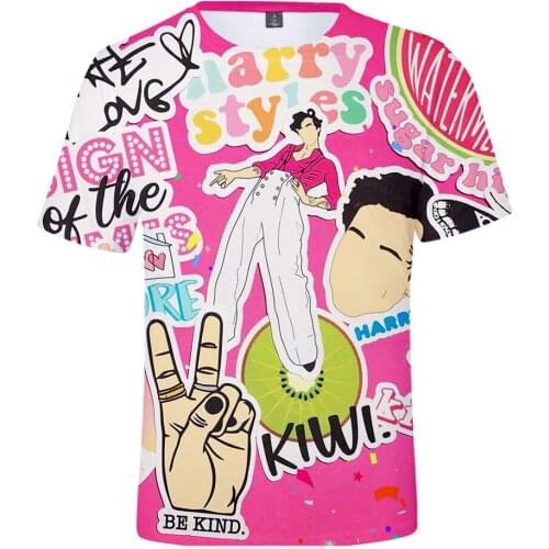 Styles Treat People With Kindness 3D Fine Line Album Logo T-shirt Kids Men and Women Summer Casual Hip Streetwear Tee