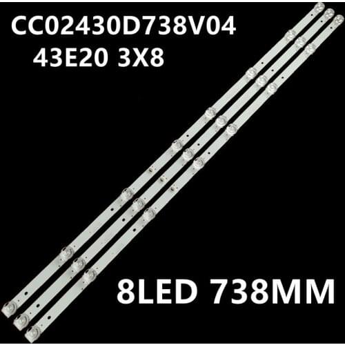 LED Backlight strip 8 Lamp CC02430D738V04 43E20 3X8 8S1P 1410 0D20 for 43LST5970 F43E8000Q PT430CT02-1 ELED46-88