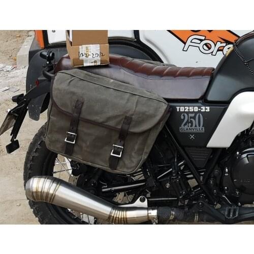 Vintage Canvas Messenger Satchel Motorcycle Saddlebags one sided Panniers Bag Riding Travel Storage Luggage 35X10X25CM