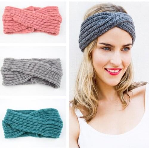 Knitted cross twist wool hair band ear protection Headcover hand knitted headband warm autumn and winter hair accessories