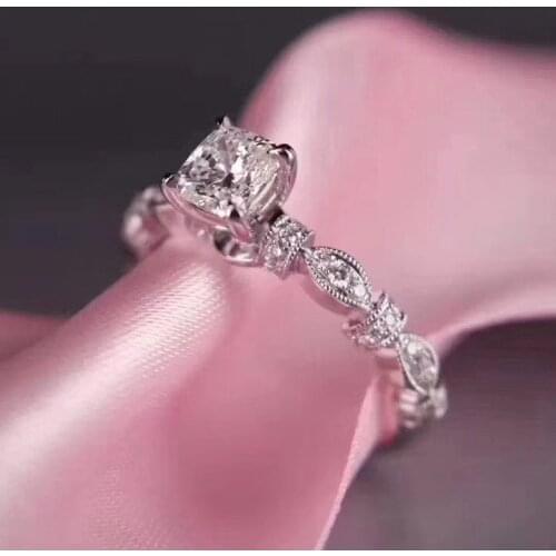 WYJZY Chinese mosaic square AAA zircon ring lover proposal wedding ring jewelry ladies casual wear jewelry