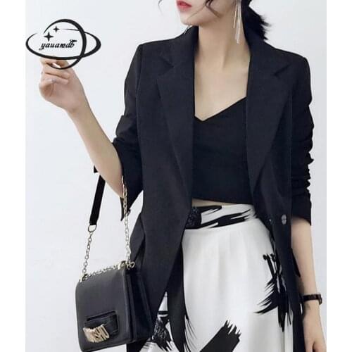 Yauamdb Women Blazers Spring Xs-xl Polyester Female Suit Jackets Clothing Solid Color Slim Comfortable Ladies Clothes Y175