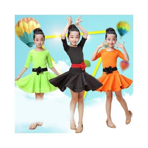 Childrens Latin dance skirt summer girl new style Latin clothing grading competition clothing girls practice dance costumes