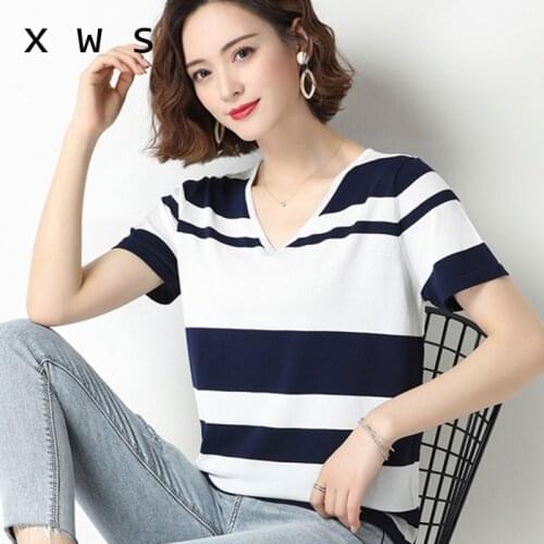 Ladies Ice Lien Cool Pullover Tops Short Sleeve Knitted Women High Fashion Summer Knitwear Causal striped Pull Female sweater