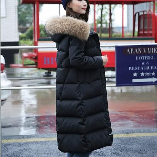 2019 new thickened down jacket trend Korean version large wool collar women coat winter long syle over knee female clothes