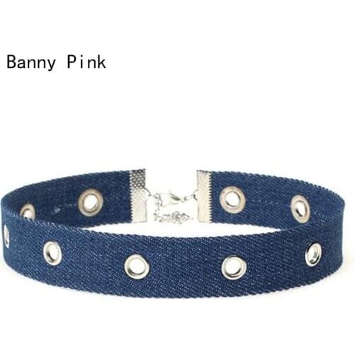 Punk Blue Jeans Choker Necklace For Women New Denim Choker Collar Rope Chain Choker Collar Fashion Jewelry Colliers Colar Bijous