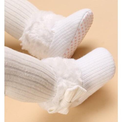 2021 Big Bow Winter Snow Shoes For Newborn Super Keep Warm Baby Soft Sole First Walker Anti-Slip Baby Girls Shoes Prewalker