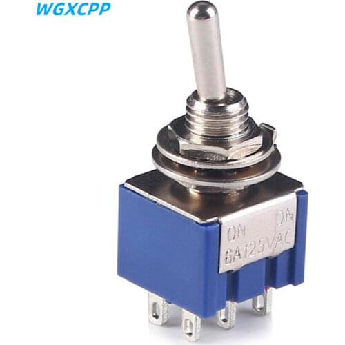 5pcs Deep Blue Mini 6 Pin 2 Position Toggle Switches ON-ON DPDT Mini Toggle Switch 6A/125V 3A/250V AC MTS-202 Navy SL