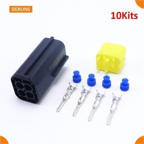 10Kits Amp Male 4Pin/Way Electrical Wire Connector Set Plug