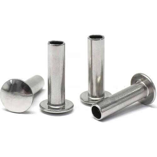 10pcs M6 304 stainless steel big flat head rivets oblate headed half hollow rivet knock rivetings riveting GB873 18mm-32mm long